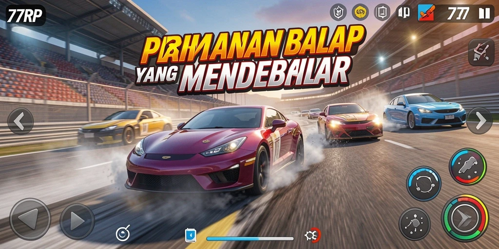 Gameplay balap seru di 77RP dengan grafis menawan.