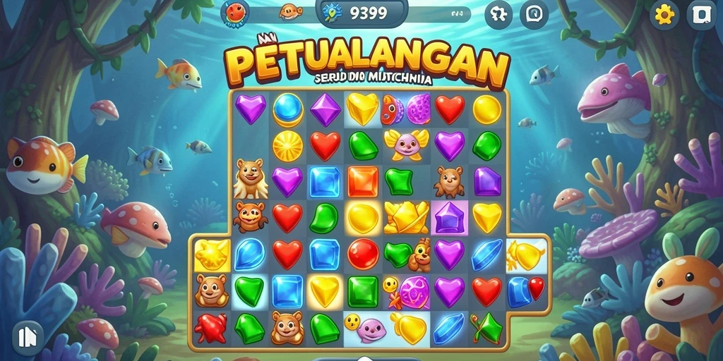 Tampilan gameplay seru permainan Match-3 9399.
