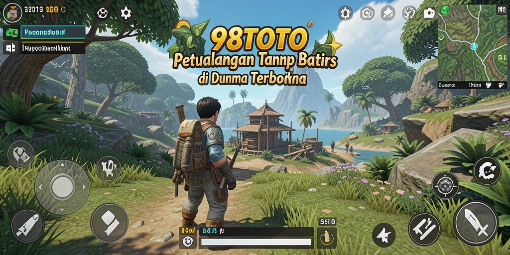 Tangkapan layar gameplay 98TOTO menampilkan petualangan seru di dunia terbuka.