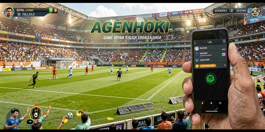 Screenshot gameplay AGENHOKI menangkap momen seru pertandingan sepak bola.