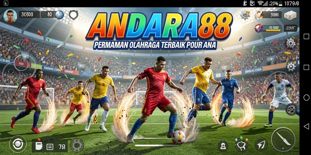 Tangkapan layar utama ANDARA88 menampilkan aksi seru dalam permainan olahraga.