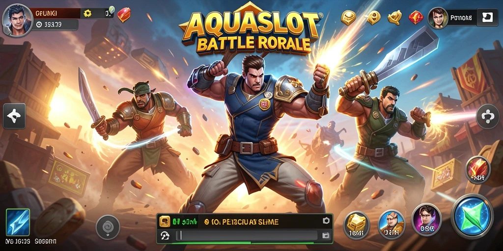 Tampilan seru dari gameplay AQUASLOT dalam pertarungan Battle Royale.