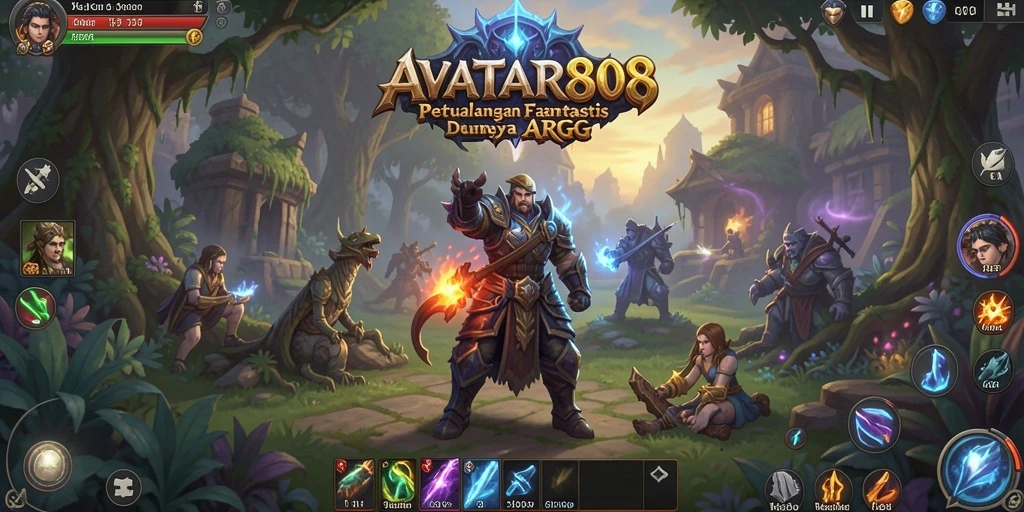 Tampilan gameplay menarik dengan pertempuran seru di dunia fantasi.
