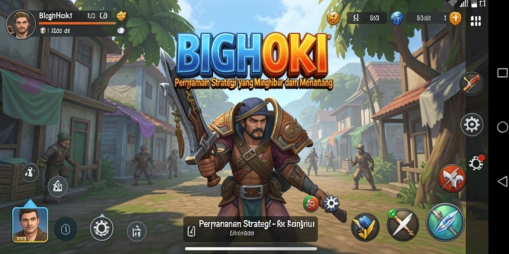 Tampilan gameplay seru di BIGHOKI dengan karakter dan strategi menarik.