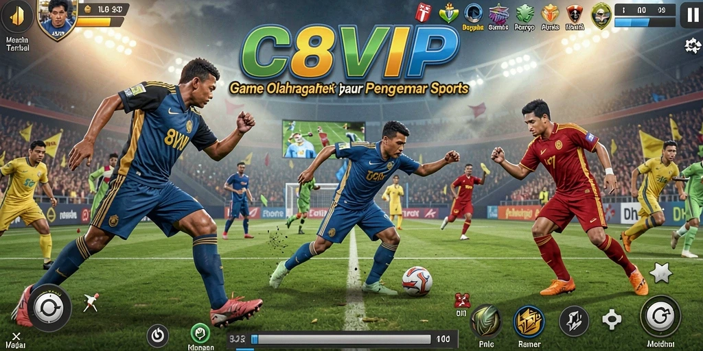 Tangkapan layar C8VIP menunjukkan aksi seru dalam gameplay olahraga.