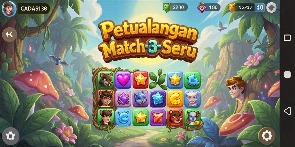 Screenshot gameplay CADAS138 yang menunjukkan keseruan mencocokkan permata.