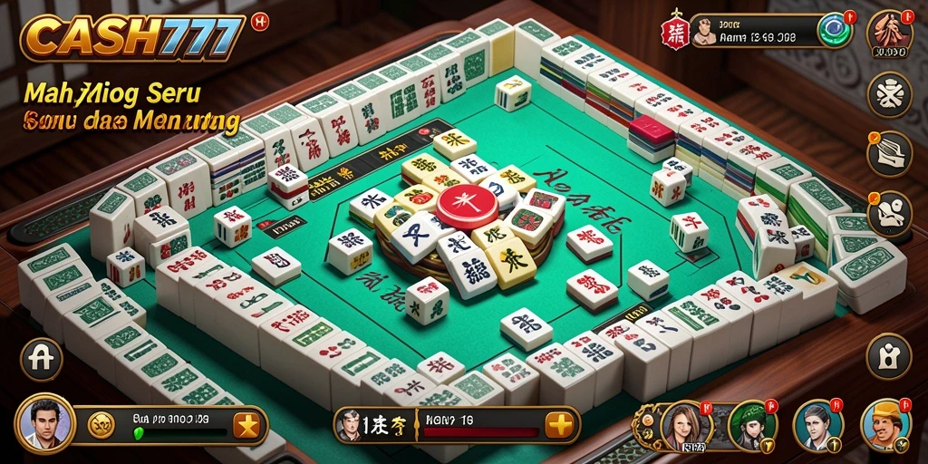 Screenshot CASH777 menunjukkan gameplay menantang Mahjong yang seru.