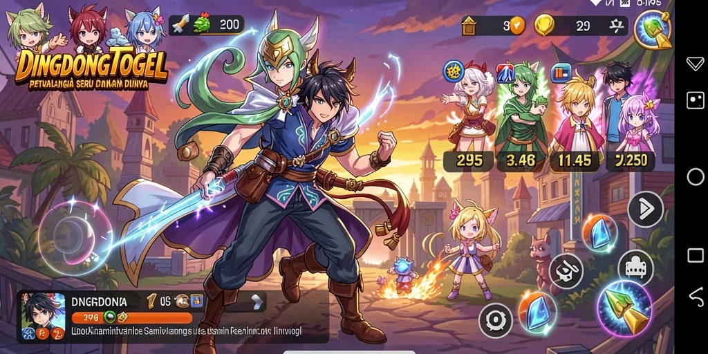Tampilan gameplay DINGDONGTOGEL yang menampilkan karakter anime yang menarik.