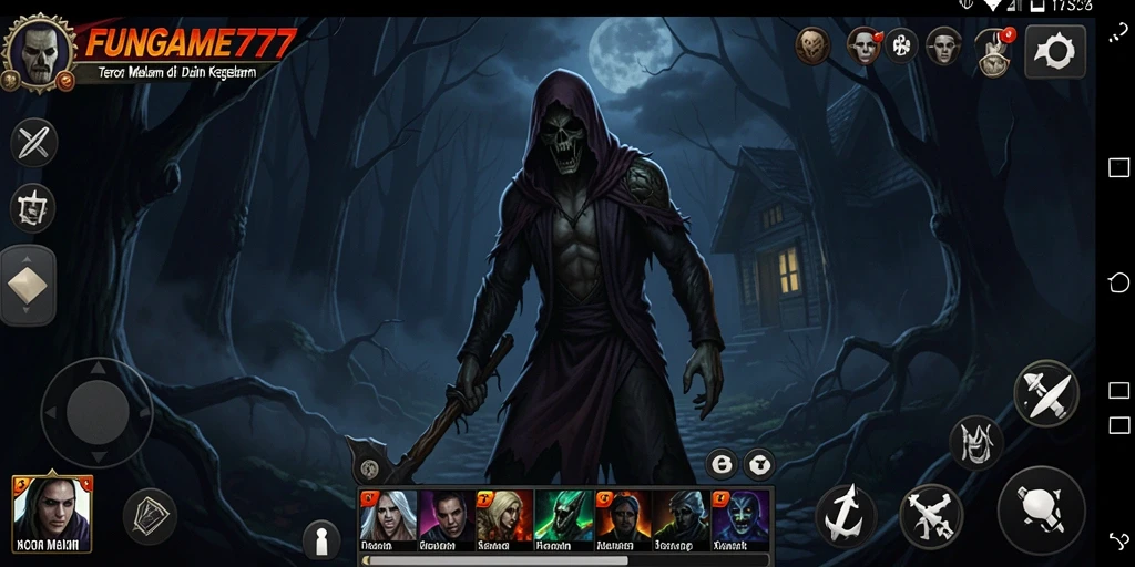 Screenshot gameplay FUNGAME777 menampilkan suasana mencekam dan penuh misteri.