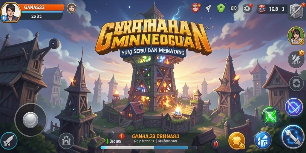 Tampilan gameplay menarik dengan aksi menara yang intens.