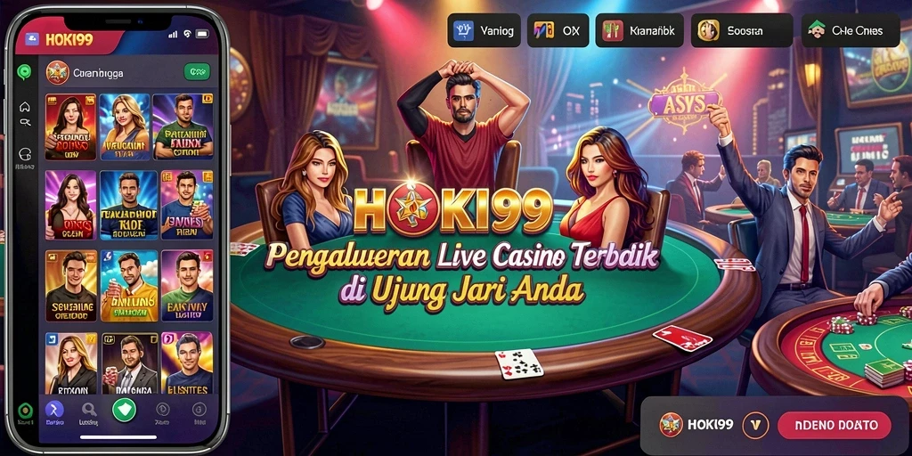 Tampilan gameplay HOKI99 dengan dealer profesional di layar.