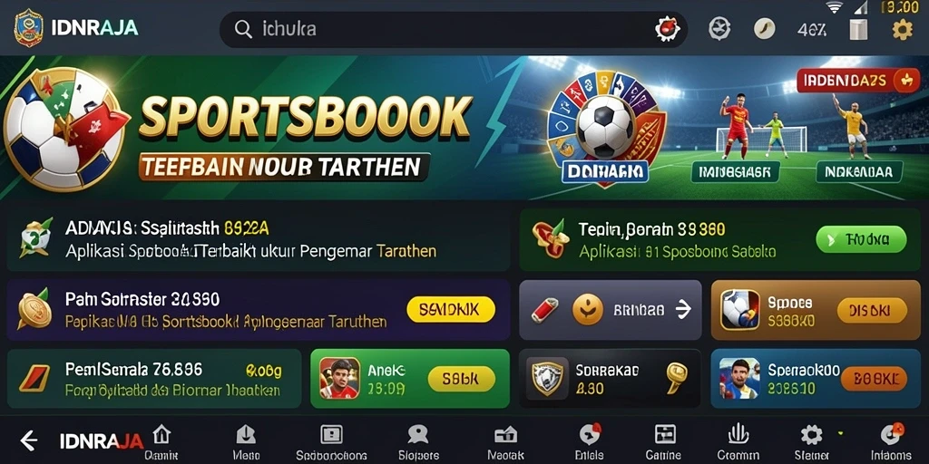 Tampilan kuat aplikasi IDNRAJA saat pengguna memasang taruhan olahraga.