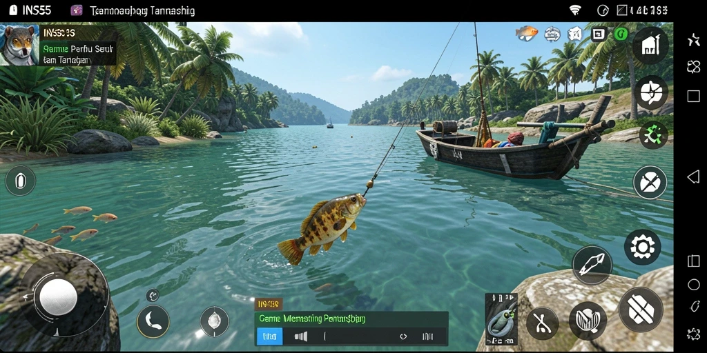 Tampilan gameplay yang seru dalam <strong>INS55</strong> saat menangkap ikan.