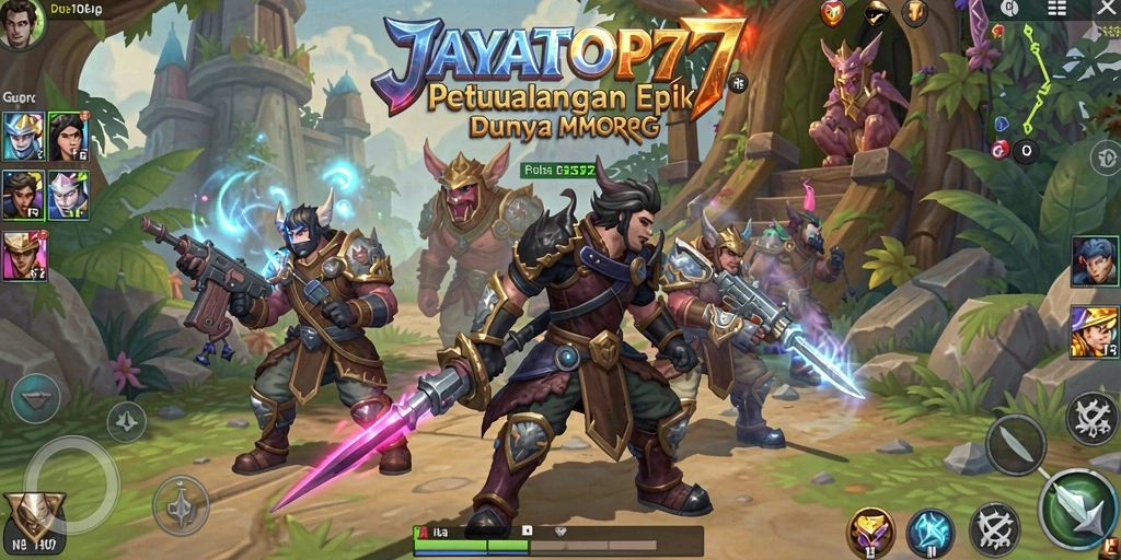 Tangkapan layar gameplay JAYATOP77 yang menampilkan pertempuran seru dalam dunia MMORPG.