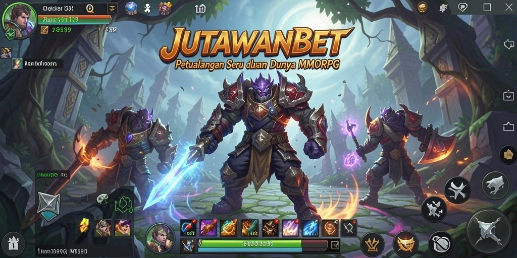 Tampilan screenshot <strong>JUTAWANBET</strong> menampilkan pertarungan epik dalam dunia MMORPG.