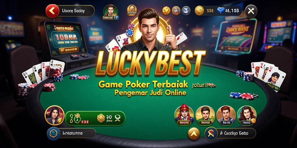 Tampilan gameplay seru di LUCKYBEST dengan pemain bersaing di meja poker.