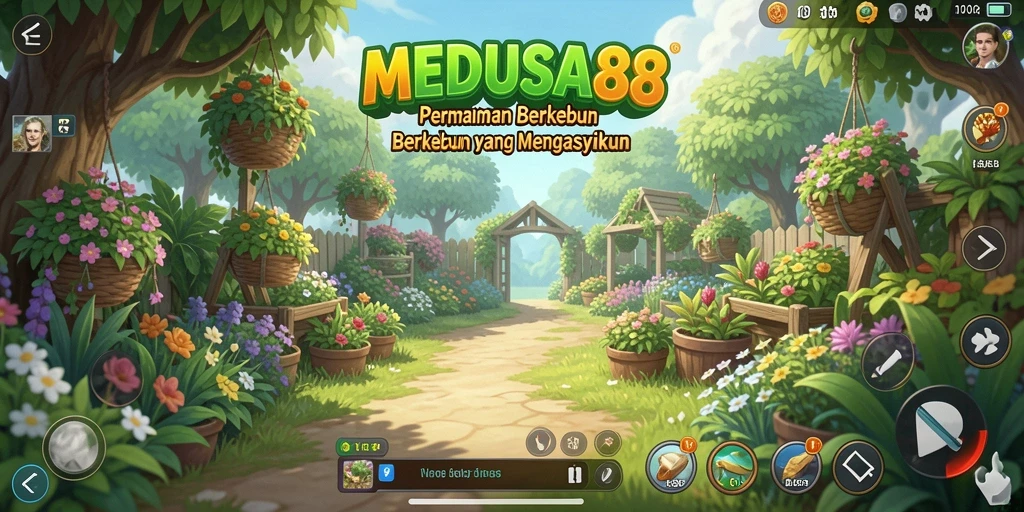 Tampilan gameplay MEDUSA88 dengan suasana pertanian yang memukau.