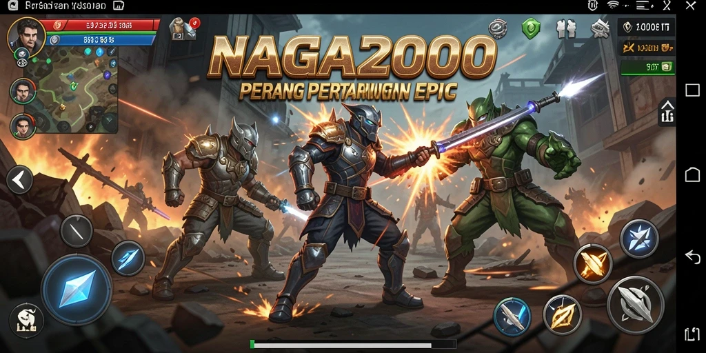 Tangkapan layar menunjukkan pertarungan seru di NAGA2000 dengan karakter yang beraksi.