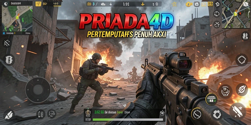 Tampilan gameplay mendebarkan dari PRADA4D di medan perang.