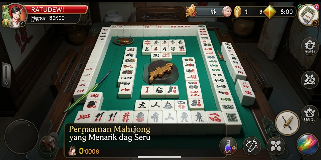 Tampilan gameplay RATUDEWI dengan ubin Mahjong yang menarik.