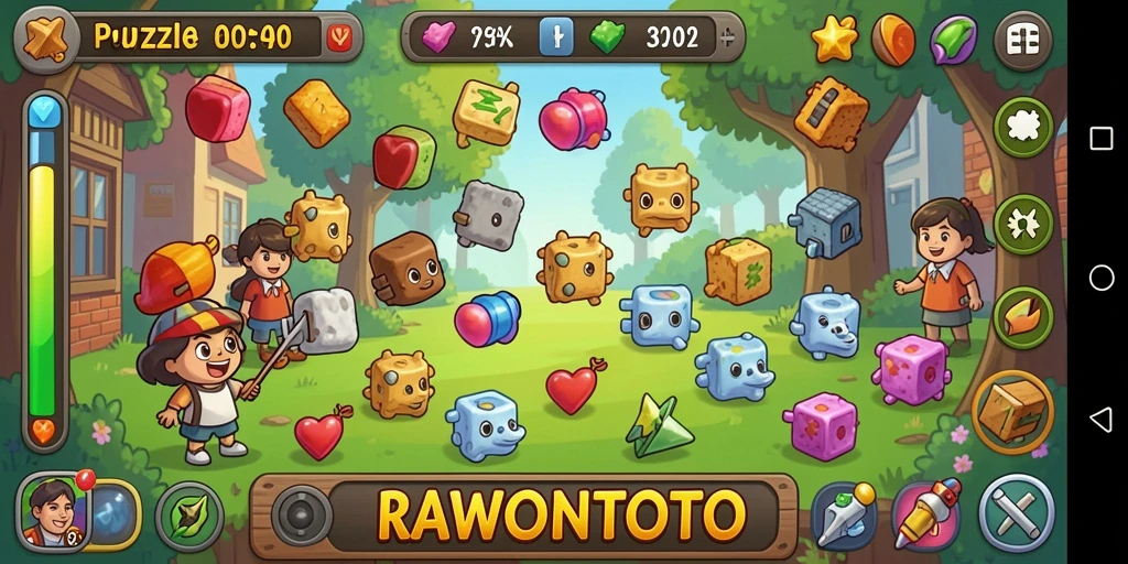 Screenshot dari gameplay RAWONTOTO yang menunjukkan teka-teki menarik.