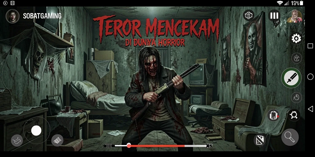 Tampilan gameplay menegangkan dari SOBATGAMING dengan suasana horor yang menyeramkan.