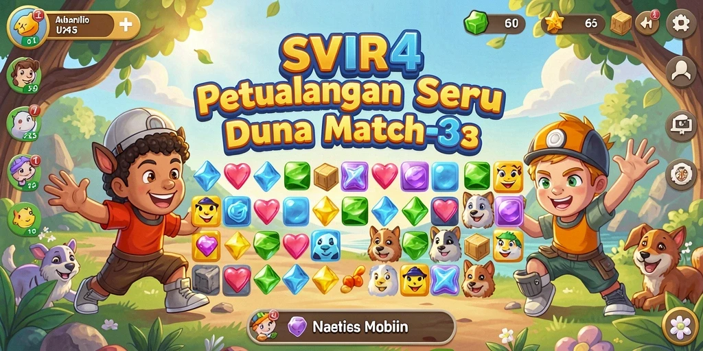 Screenshot gameplay SVIP4 yang menampilkan level Match-3 yang menantang.