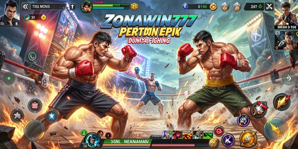 Tampilan gameplay ZONAWIN777 yang menampilkan pertarungan seru.